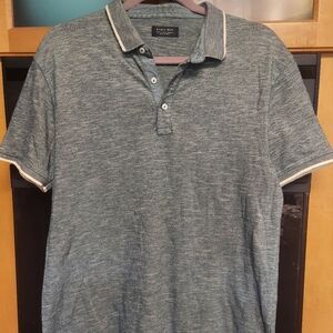 Zara Man Blue Grey Polo Shirt Casual Comfort